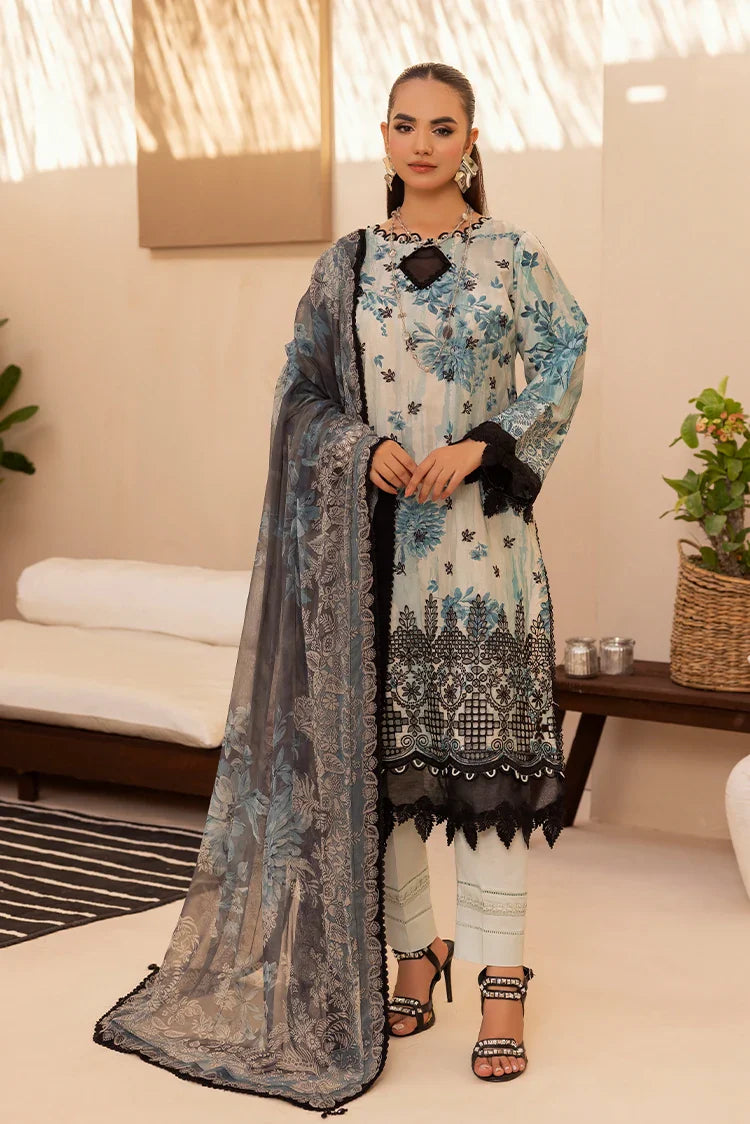 Picture of Ellena - 3-PC Unstitched Embroidered Chikankari Lawn Suit - Available at Raja Sahib