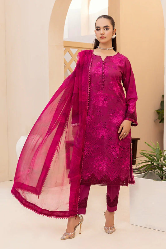 Picture of Ellena - 3-PC Unstitched Embroidered Chikankari Lawn Suit - Available at Raja Sahib
