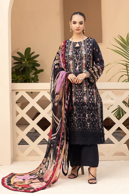 Picture of Ellena - 3-PC Unstitched Embroidered Chikankari Lawn Suit - Available at Raja Sahib