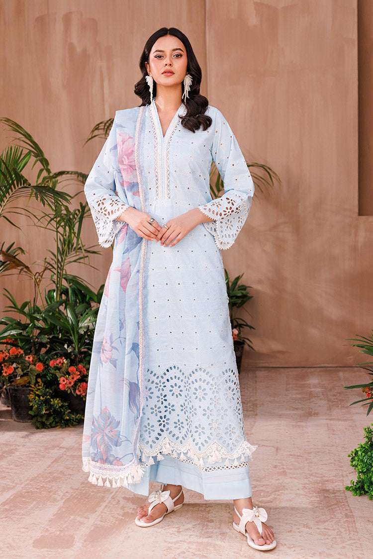 Picture of Ellena - 3-PC Unstitched Embroidered Chikankari Lawn Suit - Available at Raja Sahib