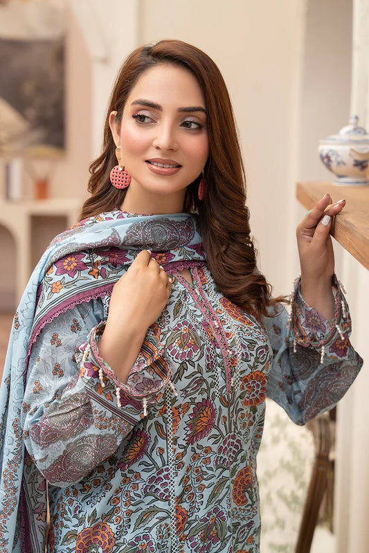Picture of Ellena - 3-PC Unstitched Printed Lawn Suit - Available at Raja Sahib