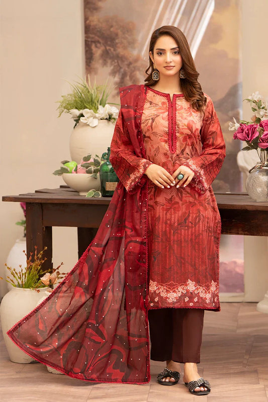 Picture of Ellena - 3-PC Unstitched Printed Lawn Suit - Available at Raja Sahib