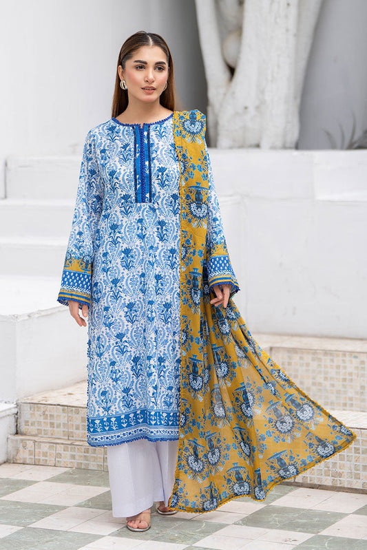 Picture of Ellena - 3-PC Unstitched Printed Lawn Suit - Available at Raja Sahib