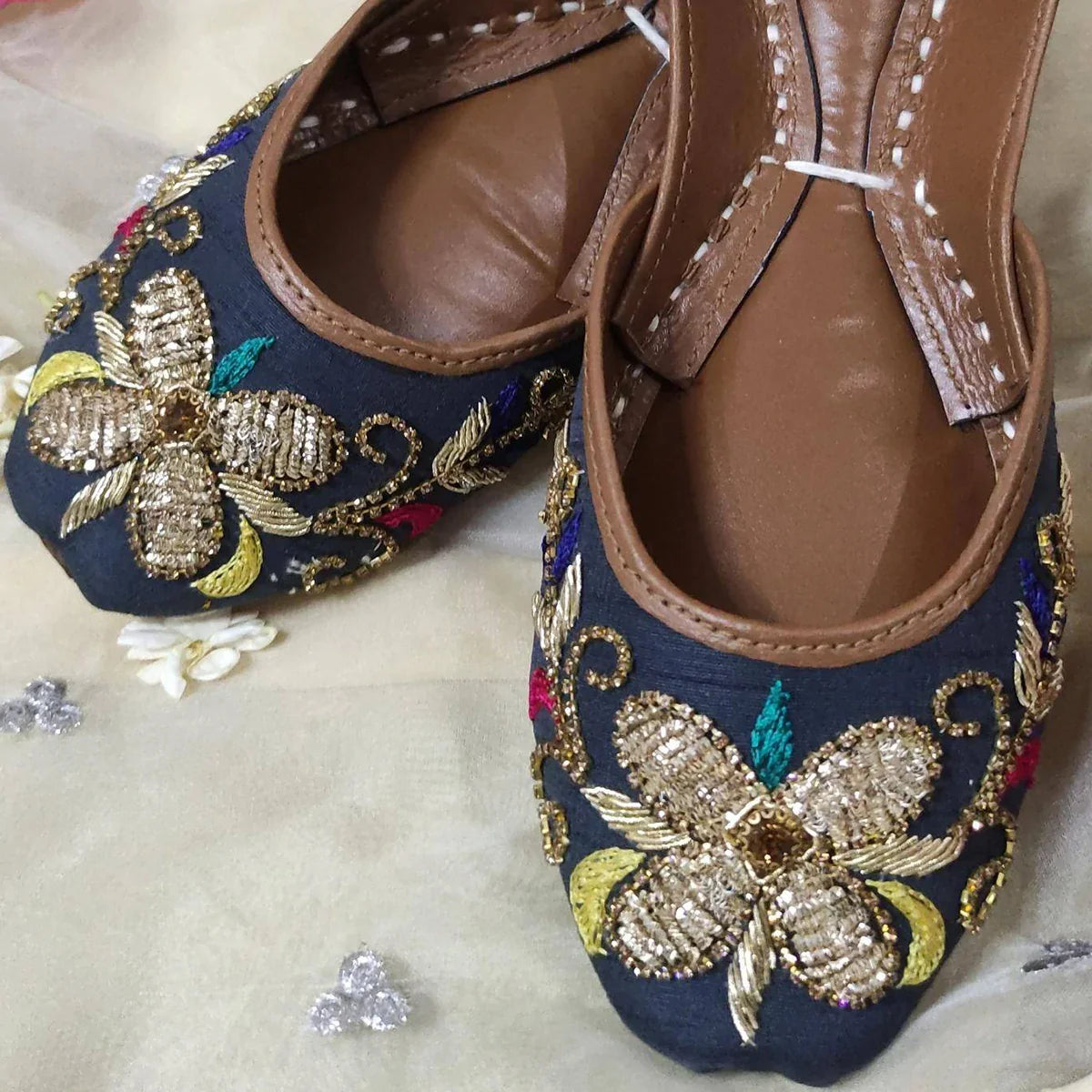 Picture of <!--dm-->Grey Embellished Khussa - Available at Raja Sahib