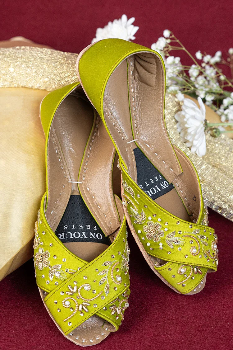 Picture of On Your Feets - Shahnama Collection - Lime Green - Available at Raja Sahib