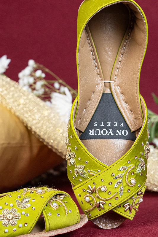 Picture of On Your Feets - Shahnama Collection - Lime Green - Available at Raja Sahib