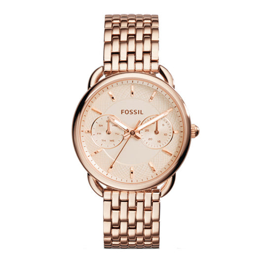 Picture of Fossil Tailor Rose Gold Stainless Steel Rose Gold Dial Quartz Watch for Ladies - ES3713 - Available at Raja Sahib