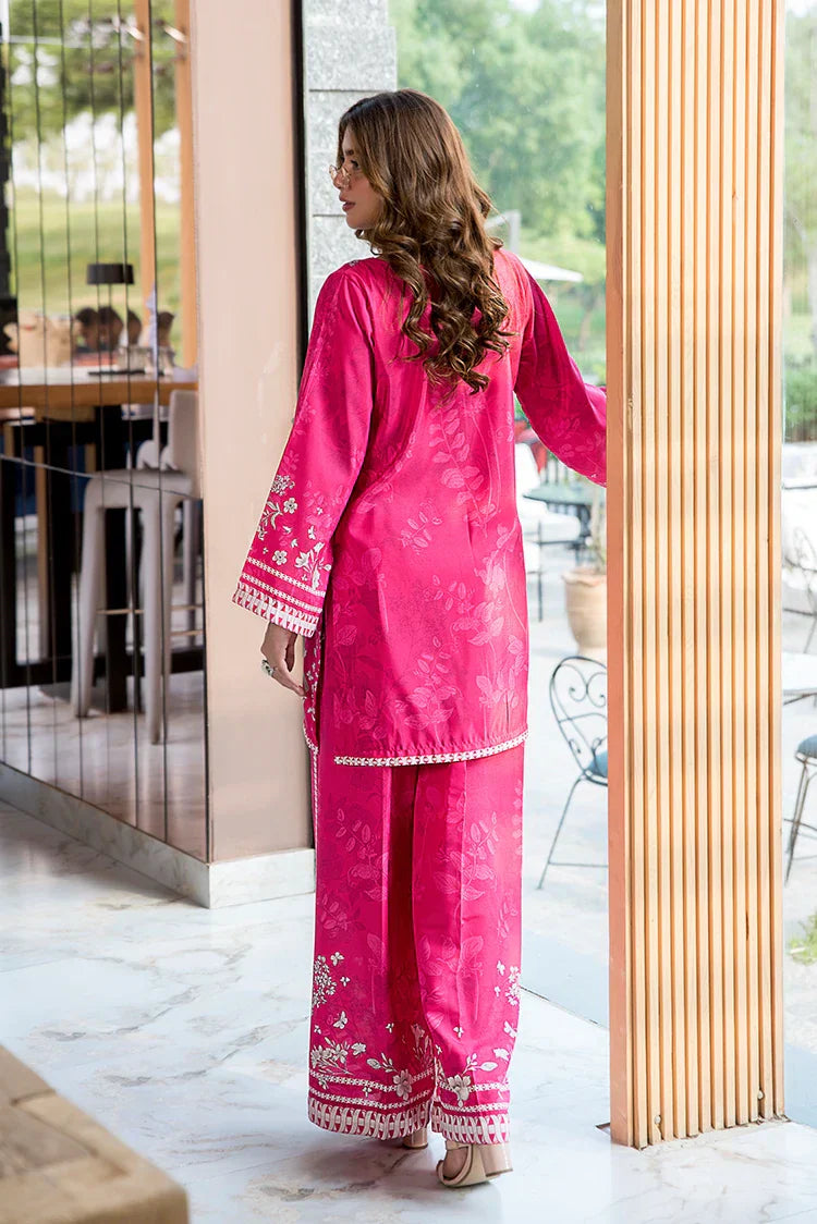 Picture of Ellena - Flaming Fuschia Premium Blend Fusion Co-Ords Set - Available at Raja Sahib