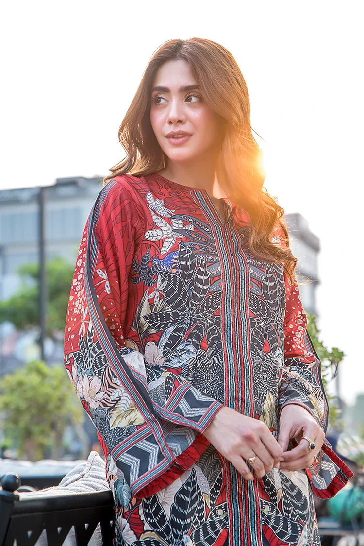 Picture of Ellena - Scarlet Premium Blend Fusion Co-Ords Set - Available at Raja Sahib