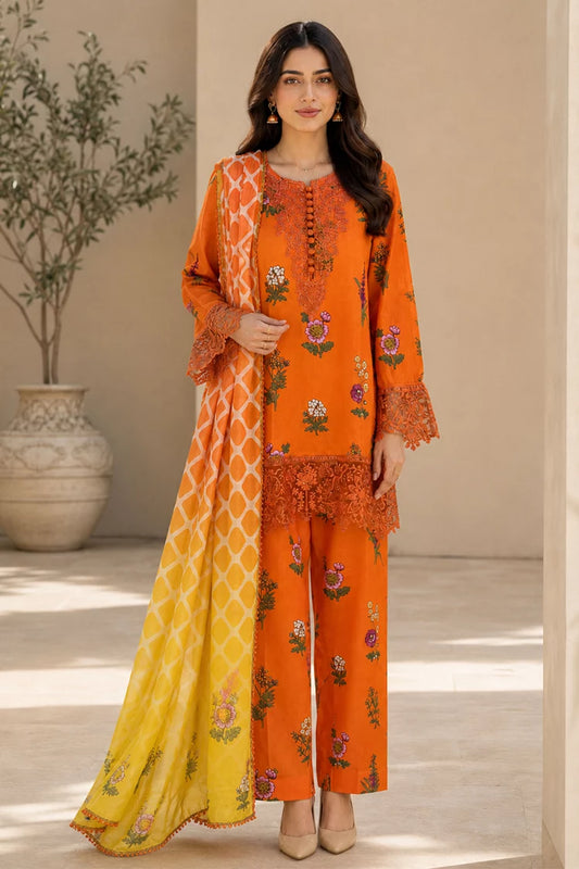 Kleren - Eleganza Embroidered & Digital Printed Lawn - E-16