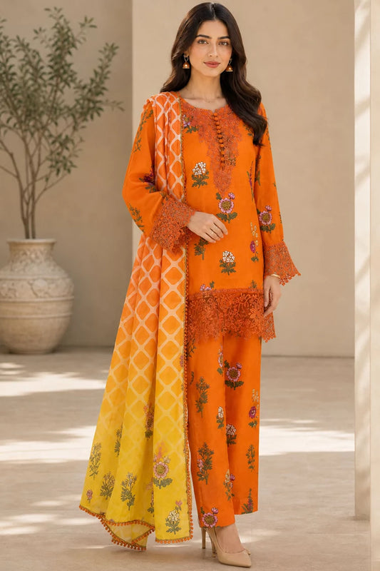 Picture of Kleren - Eleganza Embroidered & Digital Printed Lawn - Stitched - E-16 - Available at Raja Sahib