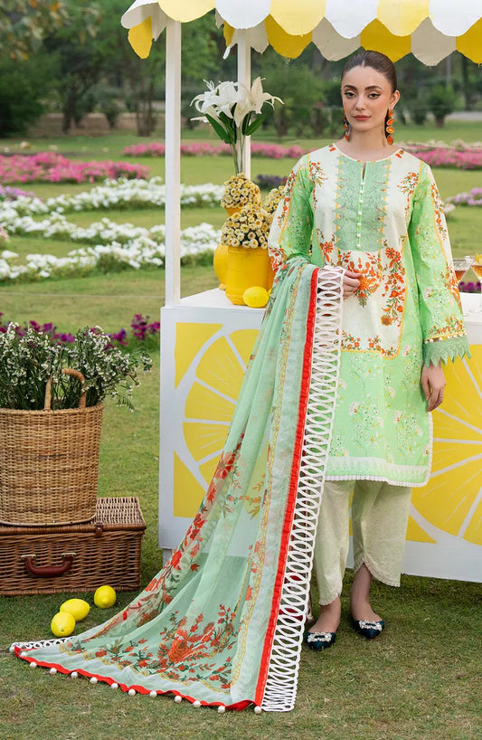 Fiona - 3 Piece Printed Lawn - Green Aloe