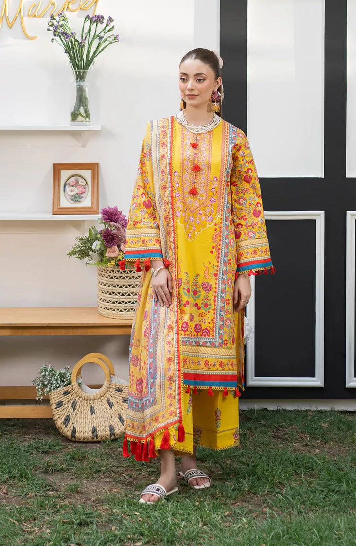Picture of Fiona - 3 Piece Printed Lawn - Marigold - Available at Raja Sahib
