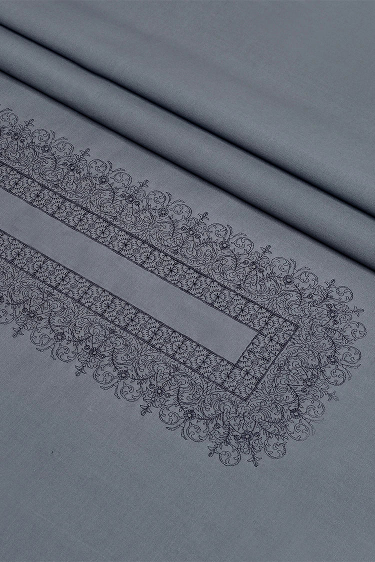 Picture of Fabrich - Men's Unstitch Cross Stitch Embroidered Neckline Kameez Shalwar - Grey - Available at Raja Sahib
