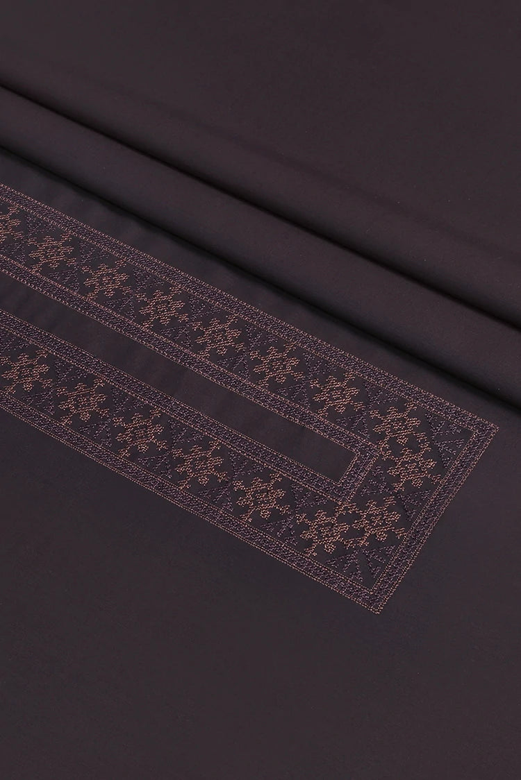 Picture of Fabrich - Men's Unstitch Cross Stitch Embroidered Kameez Shalwar - Chocolate - Available at Raja Sahib