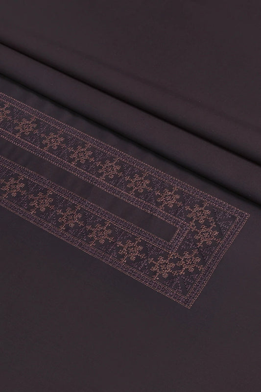 Picture of Fabrich - Men's Unstitch Cross Stitch Embroidered Kameez Shalwar - Chocolate - Available at Raja Sahib