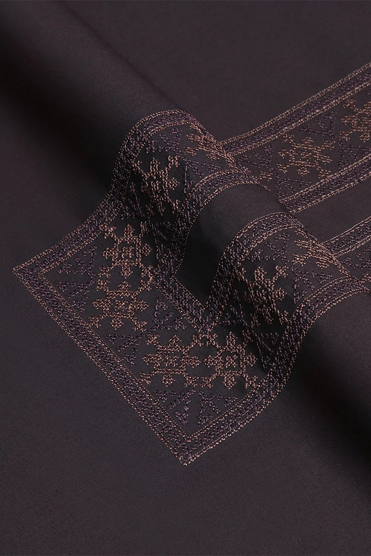 Picture of Fabrich - Men's Unstitch Cross Stitch Embroidered Kameez Shalwar - Chocolate - Available at Raja Sahib