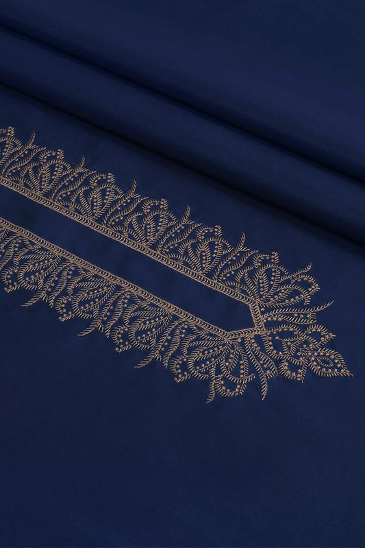 Picture of Fabrich - Men's Unstitch Embroidered Kameez Shalwar - Navy - Available at Raja Sahib