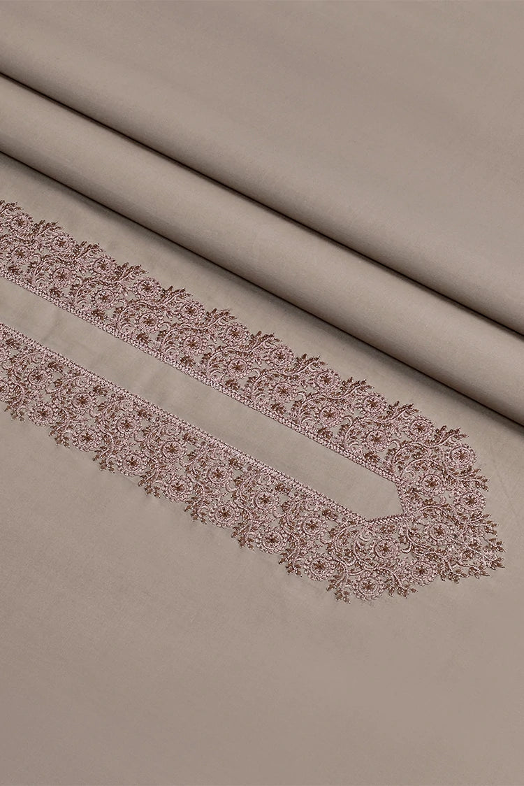 Picture of Fabrich - Men's Unstitch Cross Stitch Embroidered Neckline Kameez Shalwar -Fallow - Available at Raja Sahib