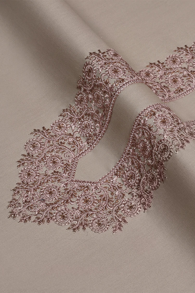Picture of Fabrich - Men's Unstitch Cross Stitch Embroidered Neckline Kameez Shalwar -Fallow - Available at Raja Sahib