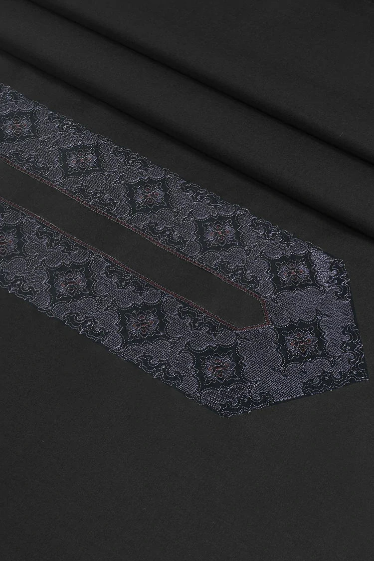 Picture of Fabrich - Men's Unstitch Embroidered Neckline Kameez Shalwar - Black - Available at Raja Sahib