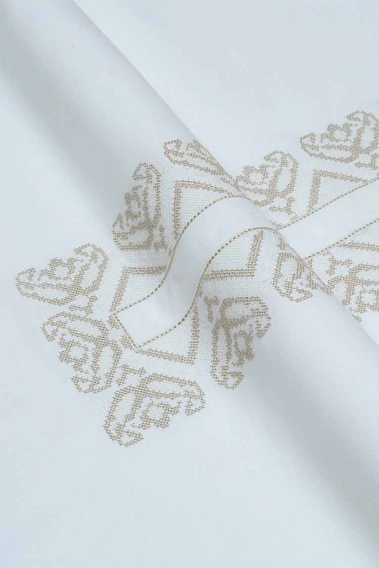 Picture of Fabrich - Men's Unstitch Embroidered Neckline Kameez Shalwar - Off White - Available at Raja Sahib