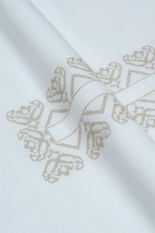 Picture of Fabrich - Men's Unstitch Embroidered Neckline Kameez Shalwar - Off White - Available at Raja Sahib