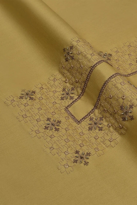 Picture of Fabrich - Men's Unstitch Cross Stitch Embroidered Neckline Kameez Shalwar -Antique Gold - Available at Raja Sahib