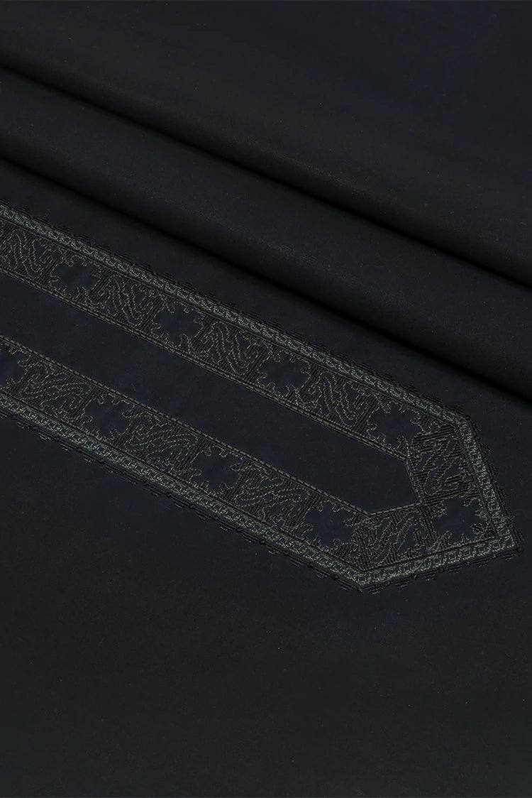Picture of Fabrich - Men's Unstitch Cross Stitch Embroidered Neckline Kameez Shalwar - Black - Available at Raja Sahib