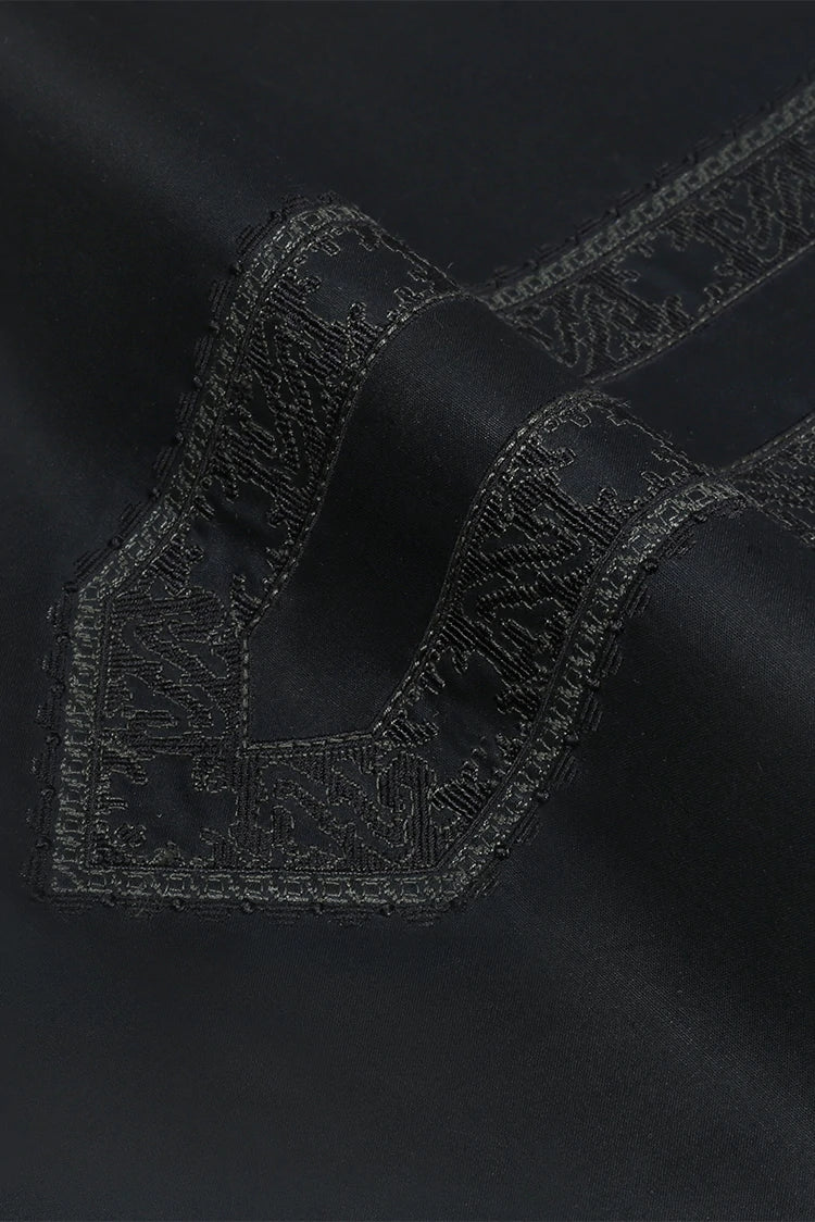 Picture of Fabrich - Men's Unstitch Cross Stitch Embroidered Neckline Kameez Shalwar - Black - Available at Raja Sahib