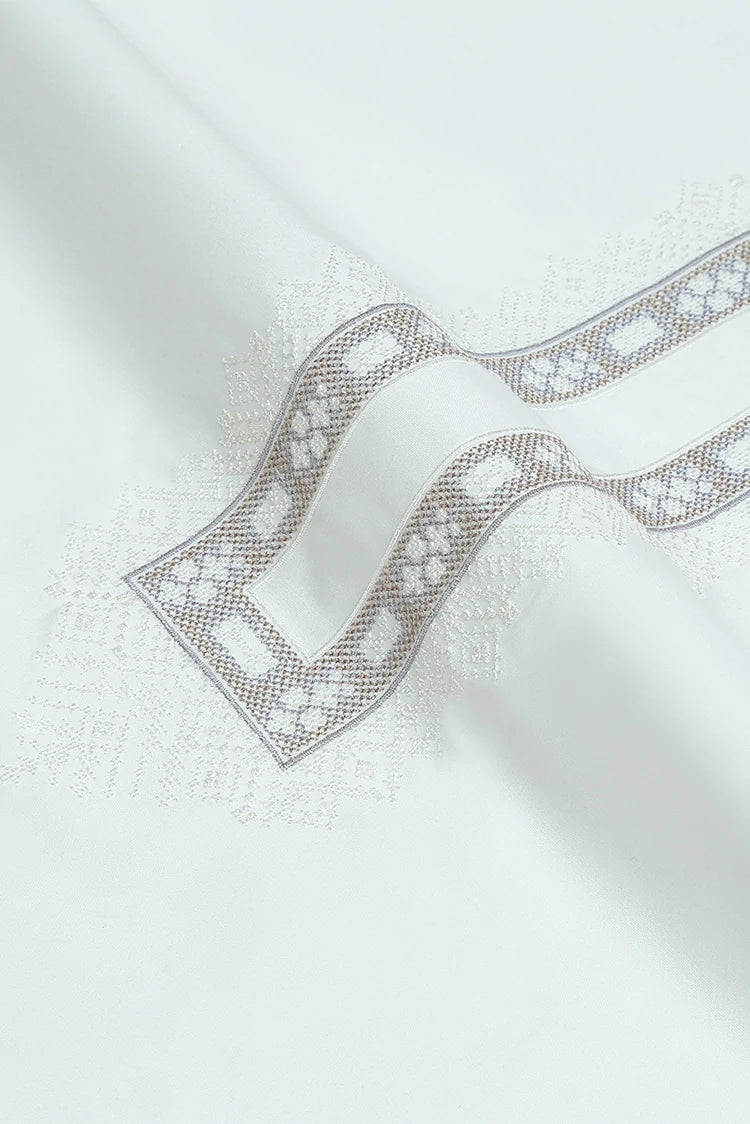 Picture of Fabrich - Men's Unstitch Fancy Stitch-Embroidered Kameez Shalwar - Offwhite - Available at Raja Sahib