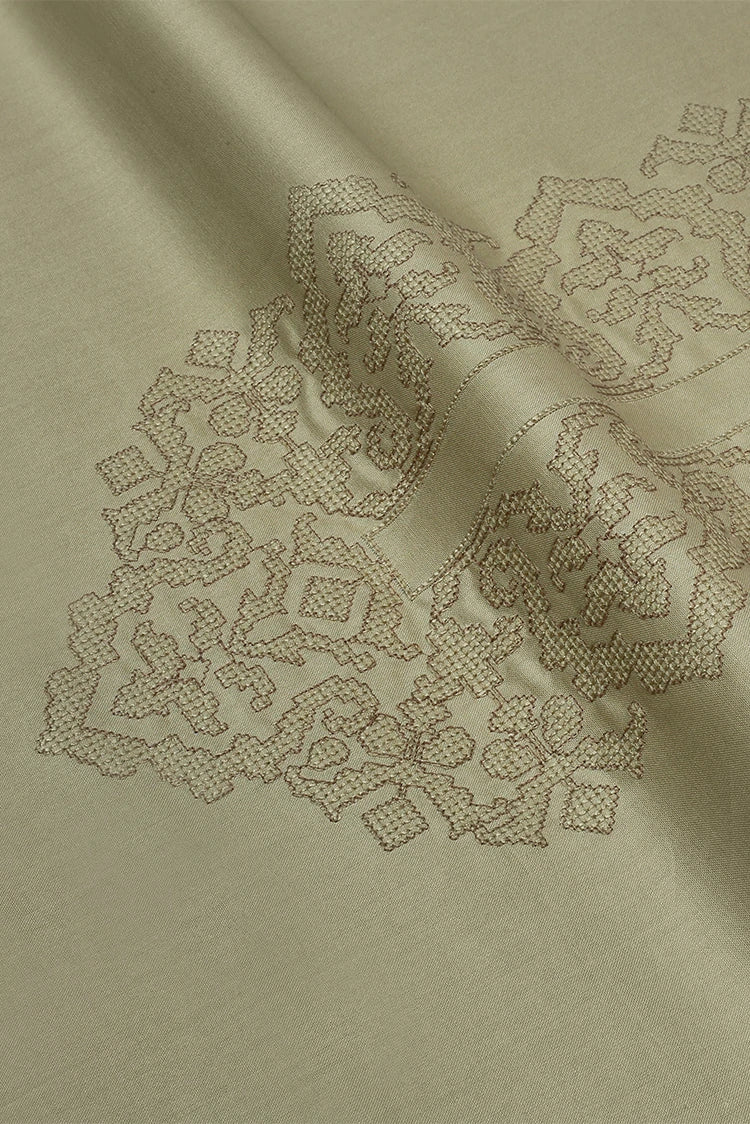 Picture of Fabrich - Men's Unstitch Cross Stitch Embroidered Neckline Kameez Shalwar - Ecru - Available at Raja Sahib