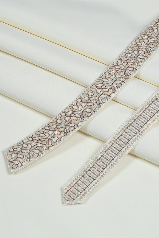 Picture of Fabrich - Men's Unstitch Embroidered Bann Shalwar Kameez - Cream - Available at Raja Sahib