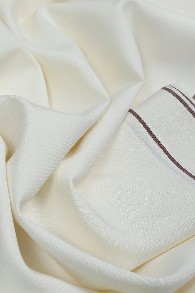 Picture of Fabrich - Men's Unstitch Embroidered Bann Shalwar Kameez - Cream - Available at Raja Sahib