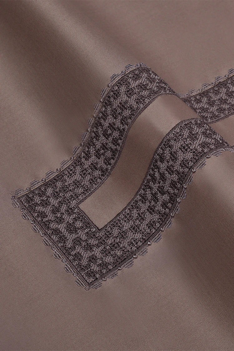 Picture of Fabrich - Men's Unstitch Cross Stitch Embroidered Neckline Kameez Shalwar - Mocha - Available at Raja Sahib