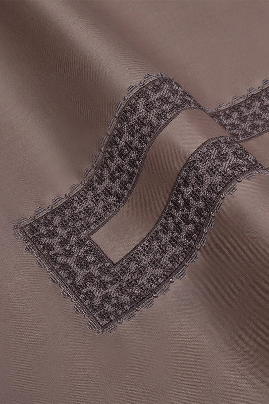 Picture of Fabrich - Men's Unstitch Cross Stitch Embroidered Neckline Kameez Shalwar - Mocha - Available at Raja Sahib