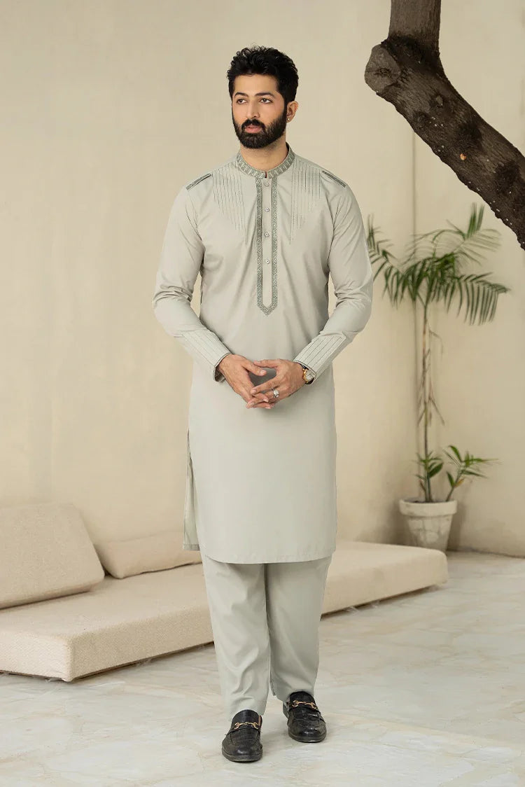 Picture of Fabrich - Men's Embroidered Unstitch Kameez Shalwar - Nyanza - Available at Raja Sahib