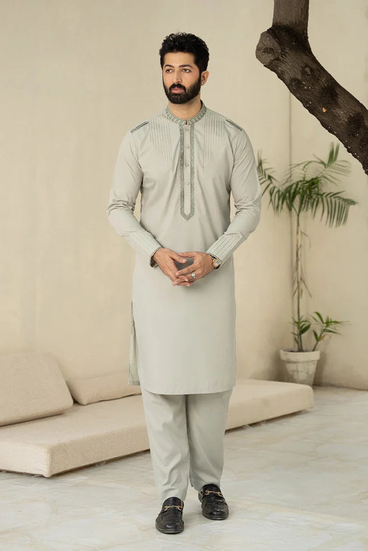 Picture of Fabrich - Men's Embroidered Unstitch Kameez Shalwar - Nyanza - Available at Raja Sahib