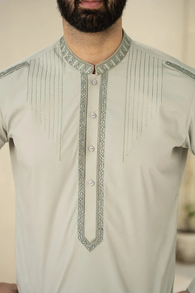 Picture of Fabrich - Men's Embroidered Unstitch Kameez Shalwar - Nyanza - Available at Raja Sahib