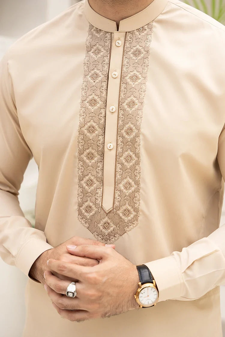 Picture of Fabrich - Men's Embroidered Unstitch Kameez Shalwar - Whip - Available at Raja Sahib