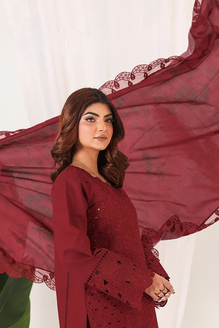 Picture of Bella Studio - Luxury Embroidered Lawn Collection - Falu Maroon - Available at Raja Sahib