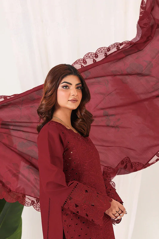 Picture of Bella Studio - Luxury Embroidered Lawn Collection - Falu Maroon - Available at Raja Sahib