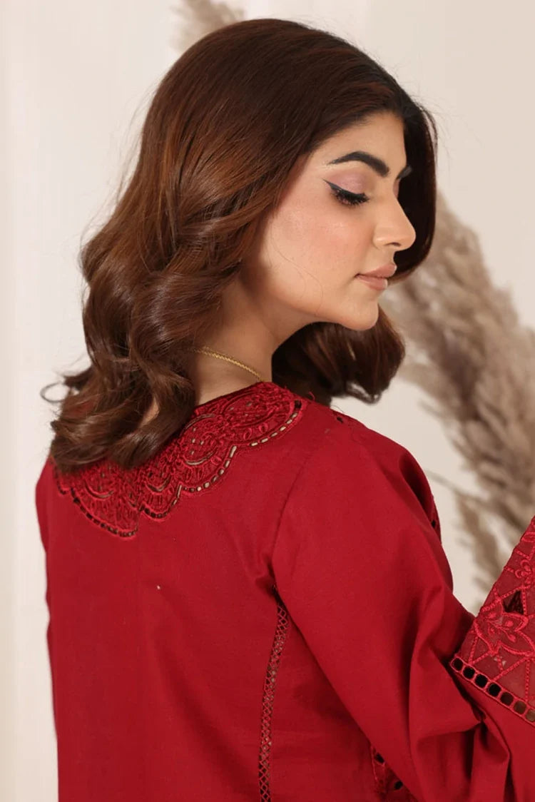 Picture of Bella Studio - Luxury Embroidered Lawn Collection - Falu Maroon - Available at Raja Sahib