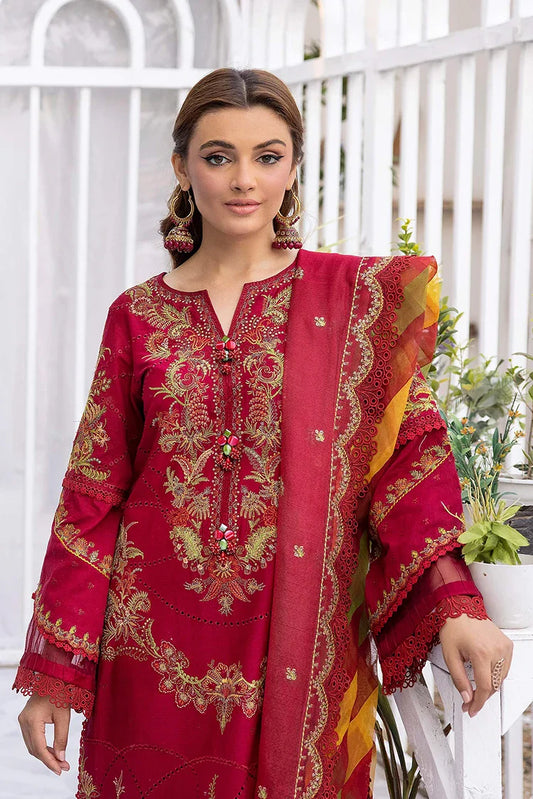 Picture of Tessa - Festive Lawn - Carmine Flare - Available at Raja Sahib