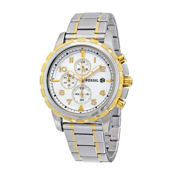 Picture of Fossil Dean Two-tone Stainless Steel Silver Dial Chronograph Quartz Watch for Gents - FS4795 - Available at Raja Sahib