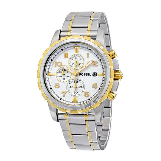 Picture of Fossil Dean Two-tone Stainless Steel Silver Dial Chronograph Quartz Watch for Gents - FS4795 - Available at Raja Sahib