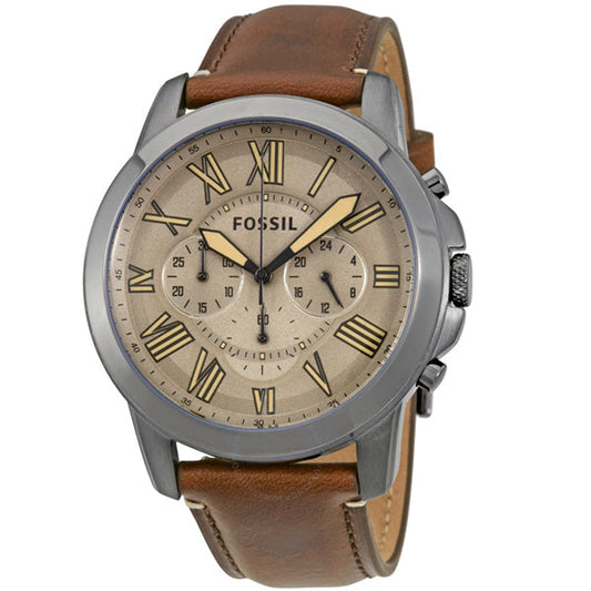 Picture of Fossil Grant Brown Leather Strap Brown Dial Chronograph Quartz Watch for Gents - FS5214 - Available at Raja Sahib