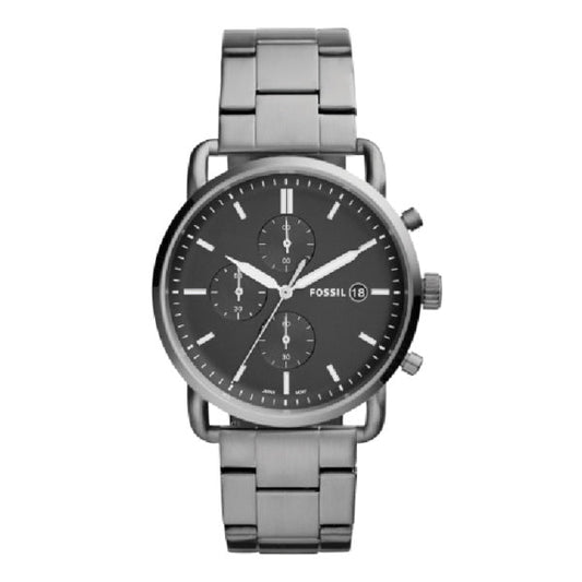 Picture of Fossil Commuter Grey Stainless Steel Black Dial Chronograph Quartz Watch for Gents - FS5400 - Available at Raja Sahib