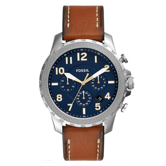Picture of Fossil Bowman Brown Leather Strap Blue Dial Chronograph Quartz Watch for Gents - FS5602 - Available at Raja Sahib