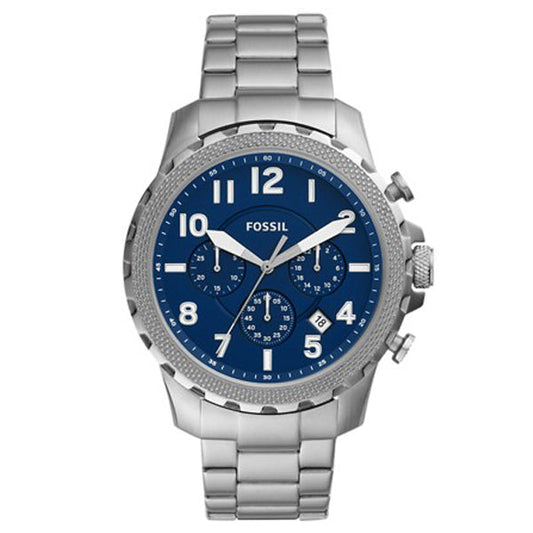 Picture of Fossil Bowman Silver Stainless Steel Blue Dial Chronograph Quartz Watch for Gents - FS5604 - Available at Raja Sahib
